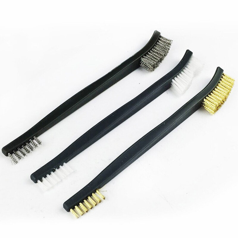 3Pcs Mini Wire Brush Set Staal Messing Nylon Reinigen Polijsten Metaal Roest Borstel Voor Interieur Decoratie Reinigingsborstel