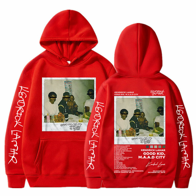 Rapper Kendrick Lamar Good Kids Hoodie pria wanita Hip Hop Album musik grafis Sweatshirt bertudung ukuran besar Fashion Streetwear