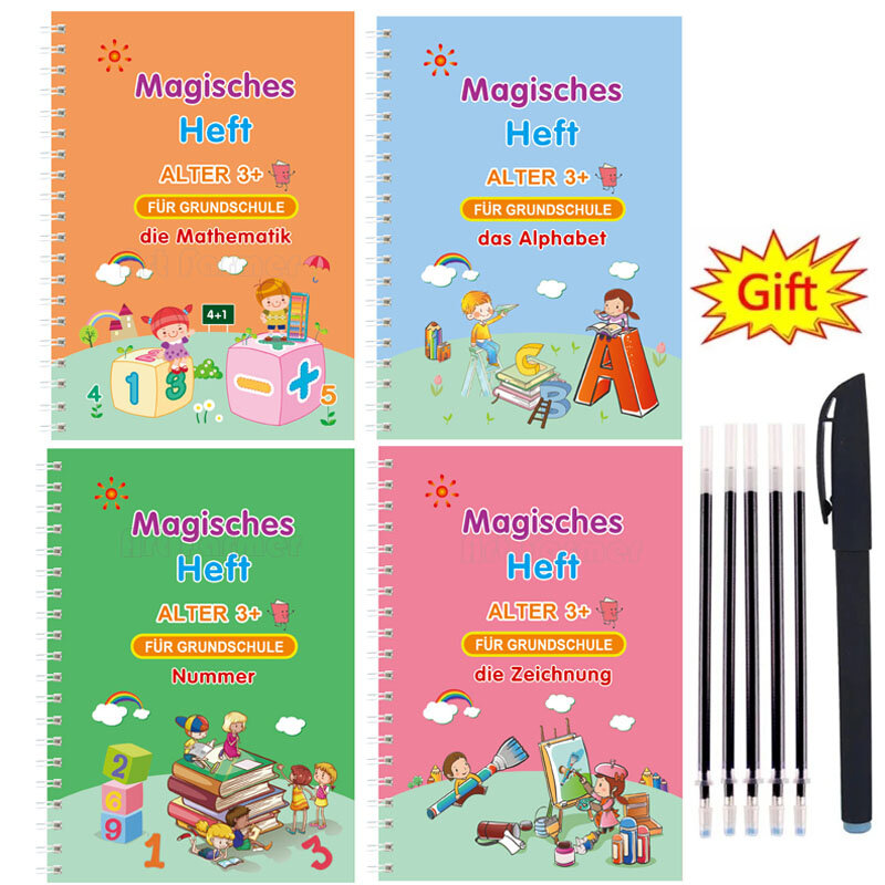 Волшебные книги для детей, многоразовый 3d-блокнот для письма и каллиграфии, набор с кольцом Монтессори