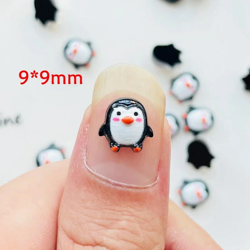 50 pz nuovo carino 9mm resina Mini pinguino serie retro piatto figurine di pietra gioielli fai da te matrimonio Scrapbook accessori per Manicure