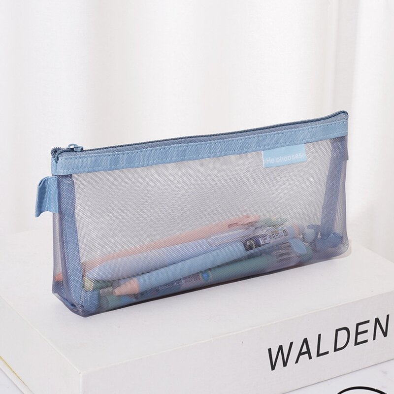 Siateczkowa tkanina trójkątny siatkowy piórnik modna przezroczysta siatka nylonowa torba do przechowywania danych magazyn materiałów piśmienniczych torba