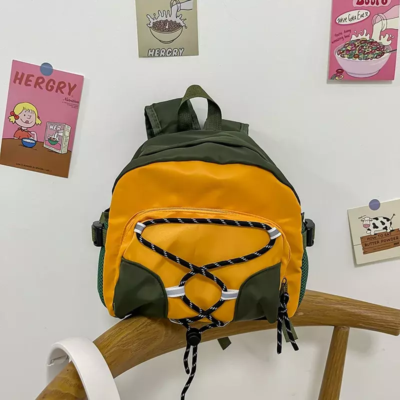 Lightweight Patchwork Zipper Backpack for Kindergarten Kids, mochila retro, legal e bonito, viagem, menino, novo, primavera, outono