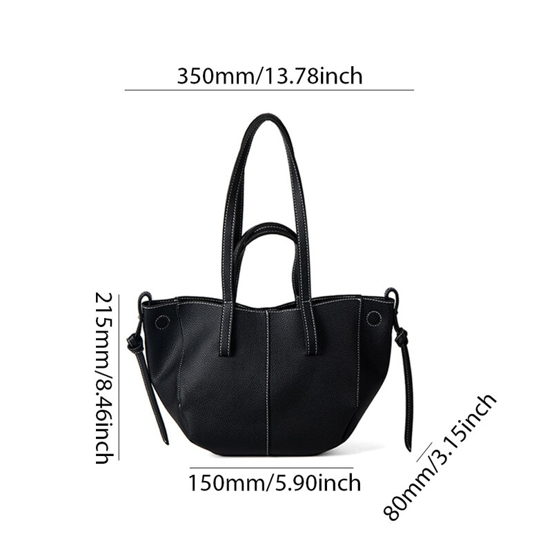 Soft Leather Shoulder Side Bag for Women Vintage Trend Designer Commuting BagSimple Solid Color High Capacity Tote Handbags