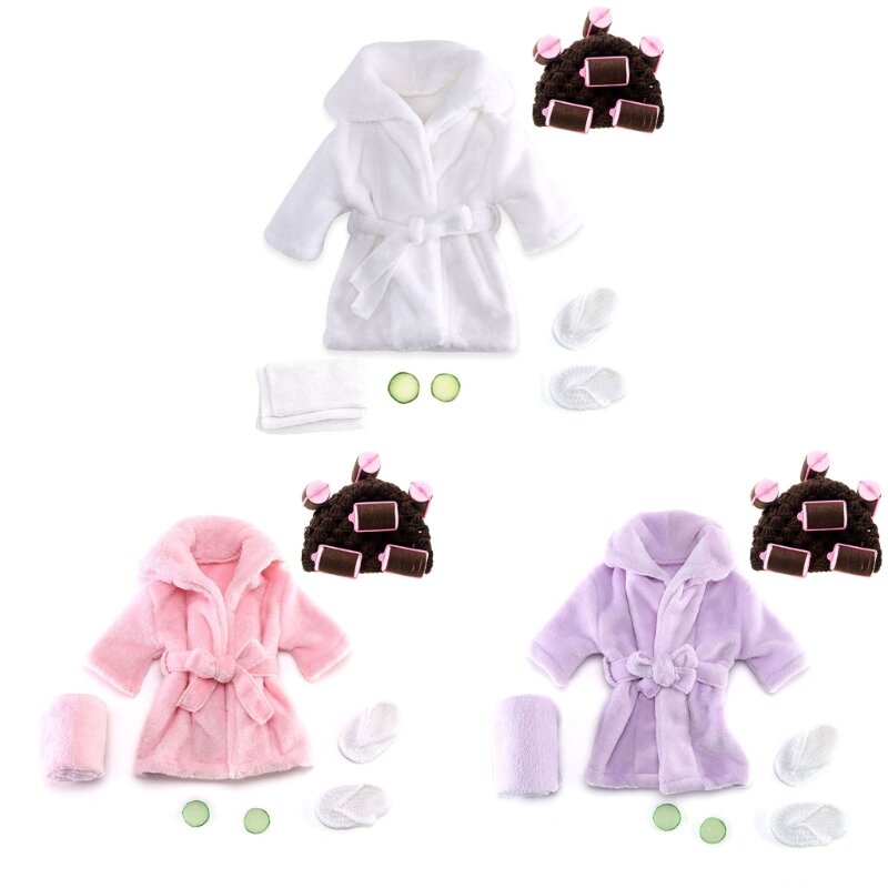 Newborn Costume for Photography Baby Breathable Bathrobe Curly Hair Cap Headwear Photo Clothing Photo Shooting DropShipping