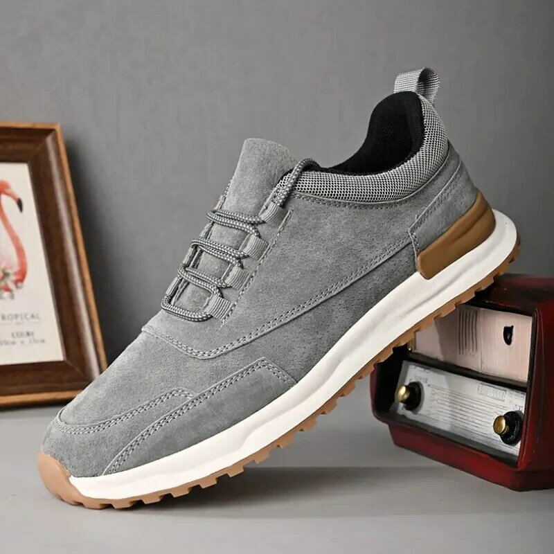 Men Casual Sneakers Lace Up Thick Bottom Comfort Non-slip Lightweight Vulcanised Shoes Vintage Running Footwear Chaussure Homme