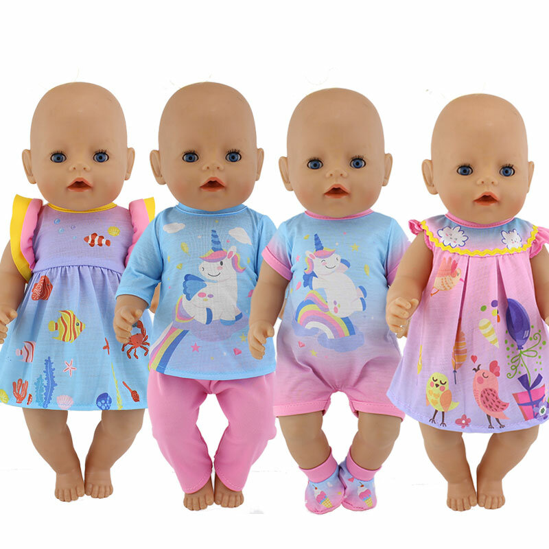 2023ใหม่ชุดตุ๊กตายูนิคอร์นสำหรับตุ๊กตาทารก17นิ้ว43ซม. เสื้อผ้าตุ๊กตาอุปกรณ์ตุ๊กตา