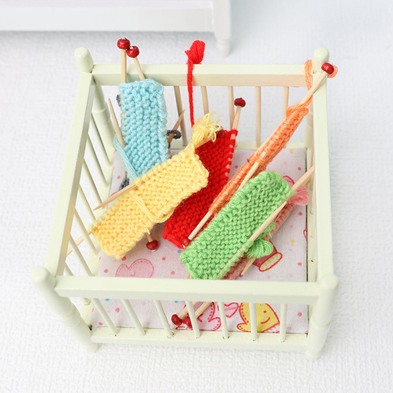 4pcs Baby Toy House Model Micro Scene Knitting Yarn Sweater Decoration