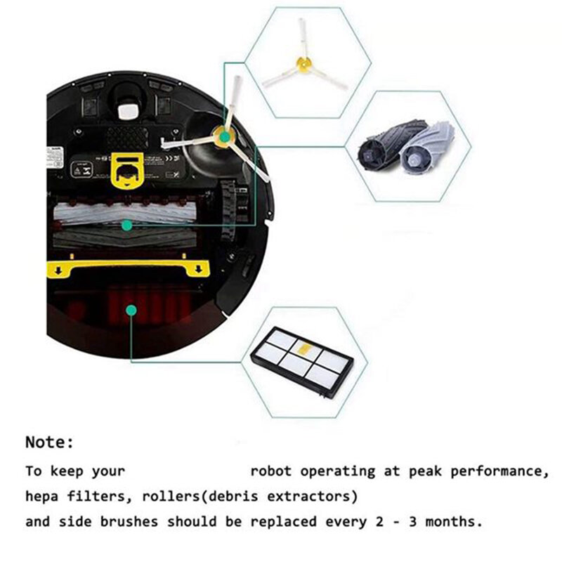 Cepillo principal de repuesto para aspiradoras, cepillo lateral, filtro HEPA para iRobot Roomba serie 900, 960, 990, accesorios de limpieza