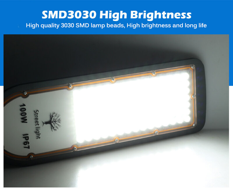 50/100/150/200W 6500K wodoodporny IP67 SMD3030 światła uliczne LED o wysokiej jasności AC85-265V do oświetlenia zewnętrznego na podwórku
