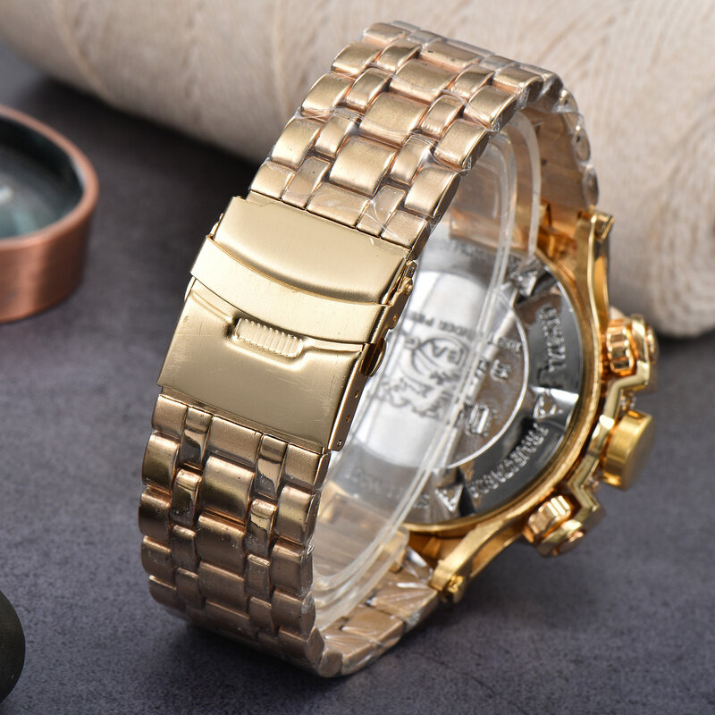 Luksusowy męski zegarek Chronograf Zegarek kwarcowy Business Casual Wodoodporny zegarek z paskiem ze stali nierdzewnej
