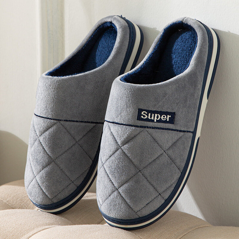 Zapatillas de algodón para hombre, pantuflas de suela gruesa, cálidas, talla grande 47, 48, 49, 50, Otoño e Invierno