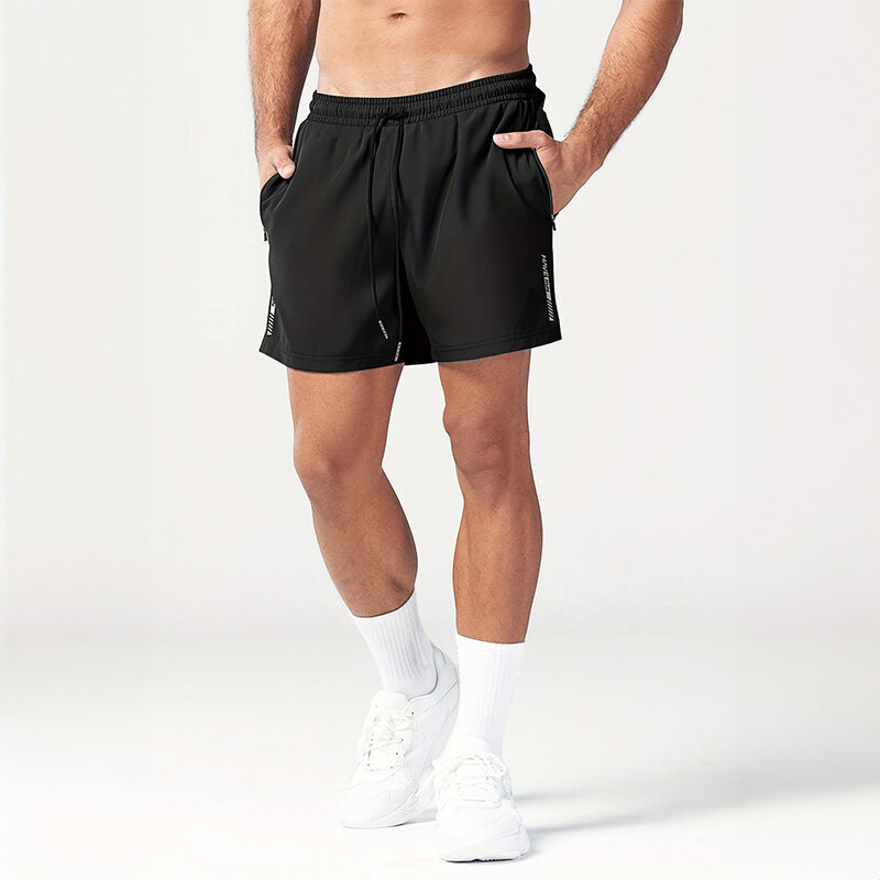 Celana pendek olahraga pria, celana pendek kasual pria bagian tipis bersirkulasi celana pantai basket latihan kebugaran celana lari