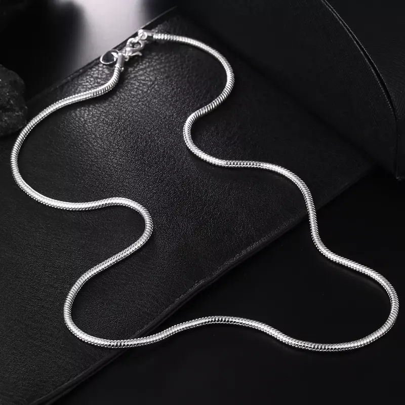 925 Sterling Silver 16/18/20/22/24 Inch 3MM Snake Bone Chain Necklace For Women Men Wedding Fashion Jewelry Charm Gifts