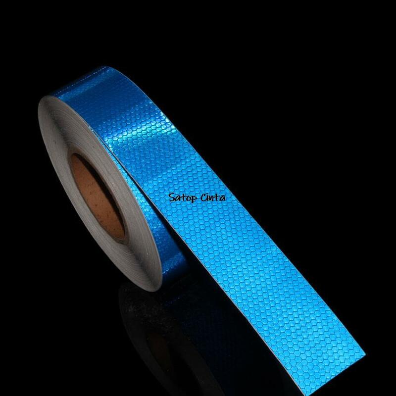 5Cm X 10M Wit Rood Blauw Geel Groen Reflecterende Sticker Auto Veiligheid Mark Styling Decor Zelfklevend Waarschuwing tape Accessoires