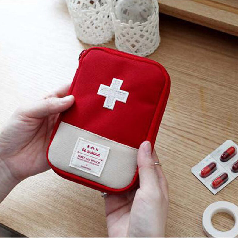 لطيف حقيبة طبية صغيرة محمولة الإسعافات الأولية صناديق العدة للطوارئ الطبية المنظم السفر المنزلية الطب علبة تخزين أقراص الدواء حقيبة
