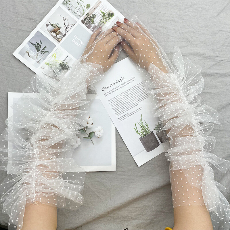 Guantes largos de tul transparente, manoplas elásticas ultrafinas de dedo completo, codo de malla, accesorios de Halloween para novia y boda