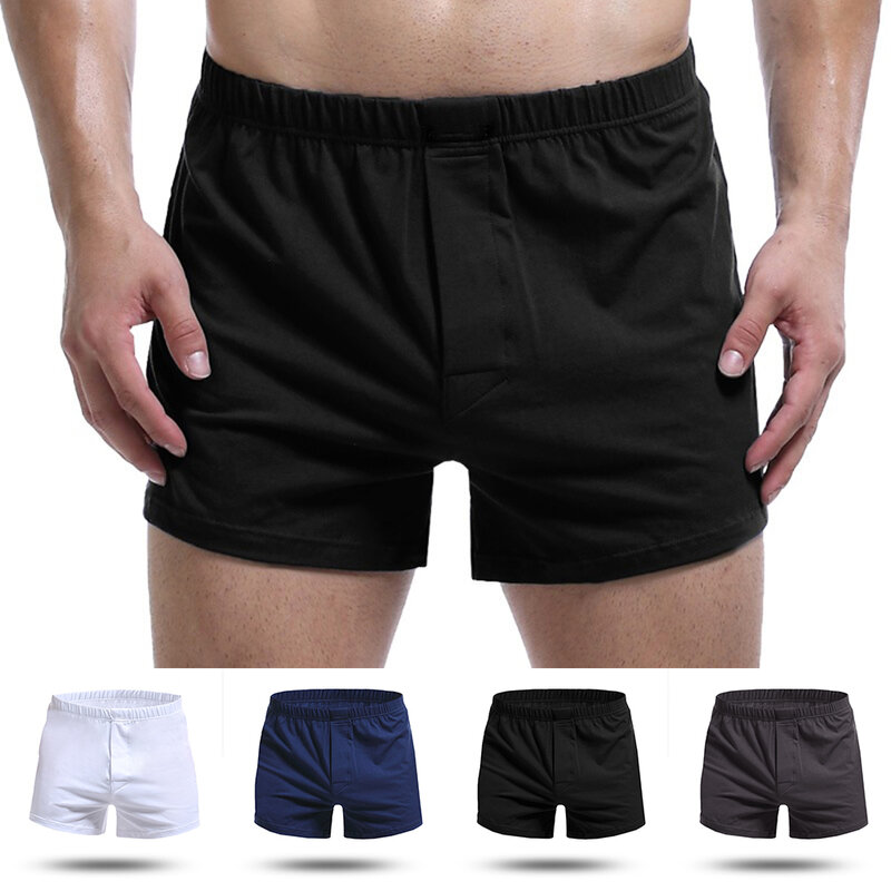 กางเกงบ็อกเซอร์ผู้ชายมีสไตล์สำหรับผสมผ้าฝ้ายเอวยางยืดมีสีขาวเทาดำและน้ำเงินเข้มให้3XL