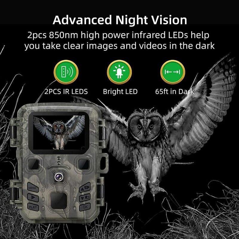 야외 야생 동물 카메라, 적외선 야간 투시경, 0.3S 모션 활성화, 방수 트랩, 자연 야생 동물 스카우팅, 24MP 트레일 카메라