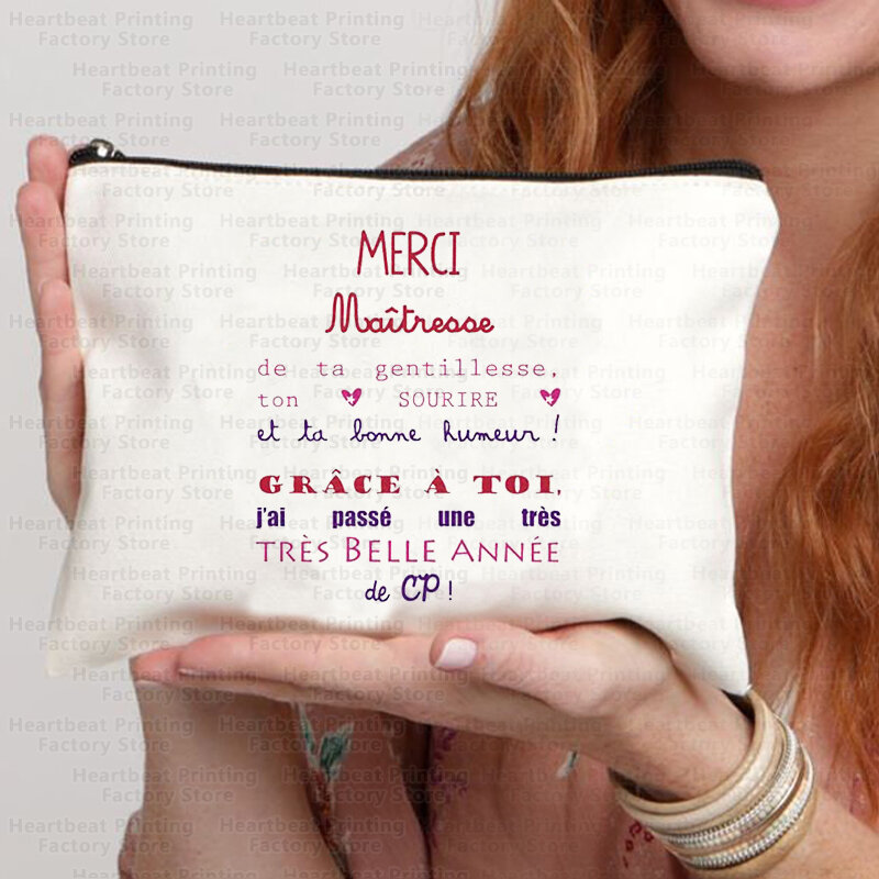 Franse Thank Minnares Print Reis Cosmetica Tas Lippenstift Tas Etui Zakjes Voor Vrouwen Terug Naar School Cadeau