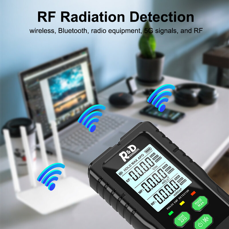 Detector de radiación de campo electromagnético RD630, medidor EMF multifuncional de mano, portátil, medidor de advertencia de radiofrecuencia