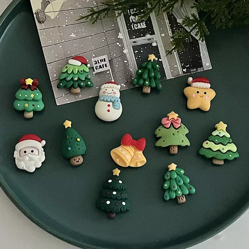 INS 미니 귀여운 크리스마스 트리 마그네틱 엄지 손가락 냉장고 장식 스티커, 사진 맞춤형 크리에이티브 눈사람