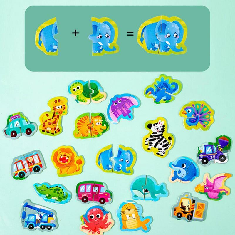 Pieces Matching Game Cartoon Shape Matching Wooden Puzzles Learning Education Toy For Interaction Gift Playground Early