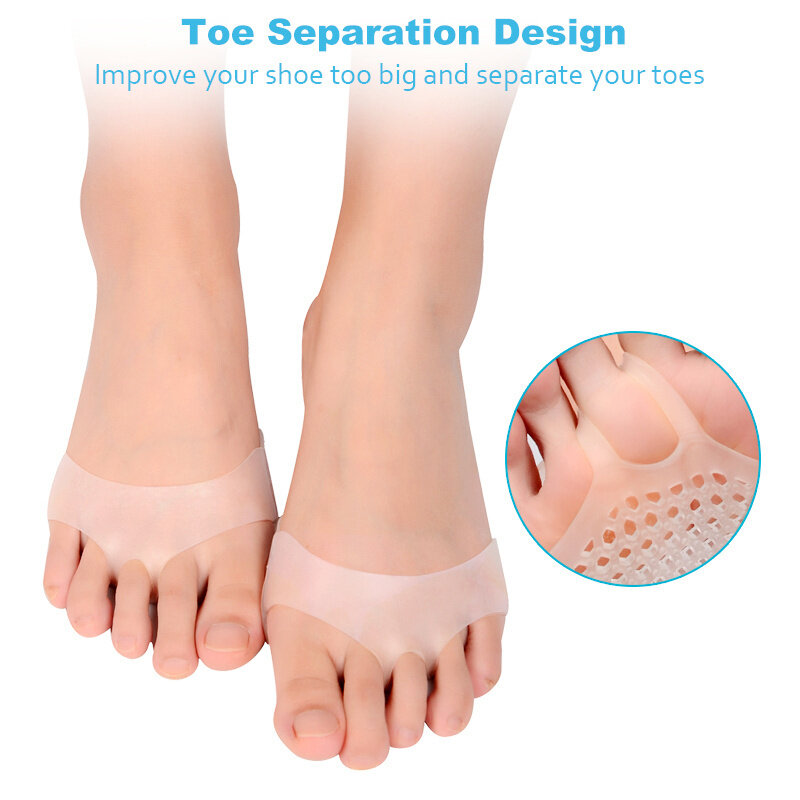 Silicone Honeycomb Forefoot Pads for Feet Metatarsal Massage Sole Cushion Blister Care Toe Inserts Pain Relief Gel Half Insoles