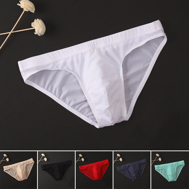 Men's Sexy Underwear Ultra Thin Panties See Through Low Rise Briefs Breathable Underpants Silky Knickers Cuecas Masculinas
