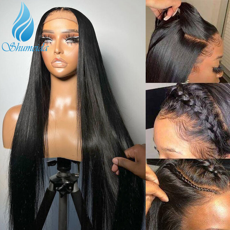 Wig Rambut Manusia dengan Penutup Renda Shumeida HD 5X5 dengan Rambut Bayi Rambut Remy Brasil Wig Depan Berenda Warna Alami Tanpa Lem untuk Wanita