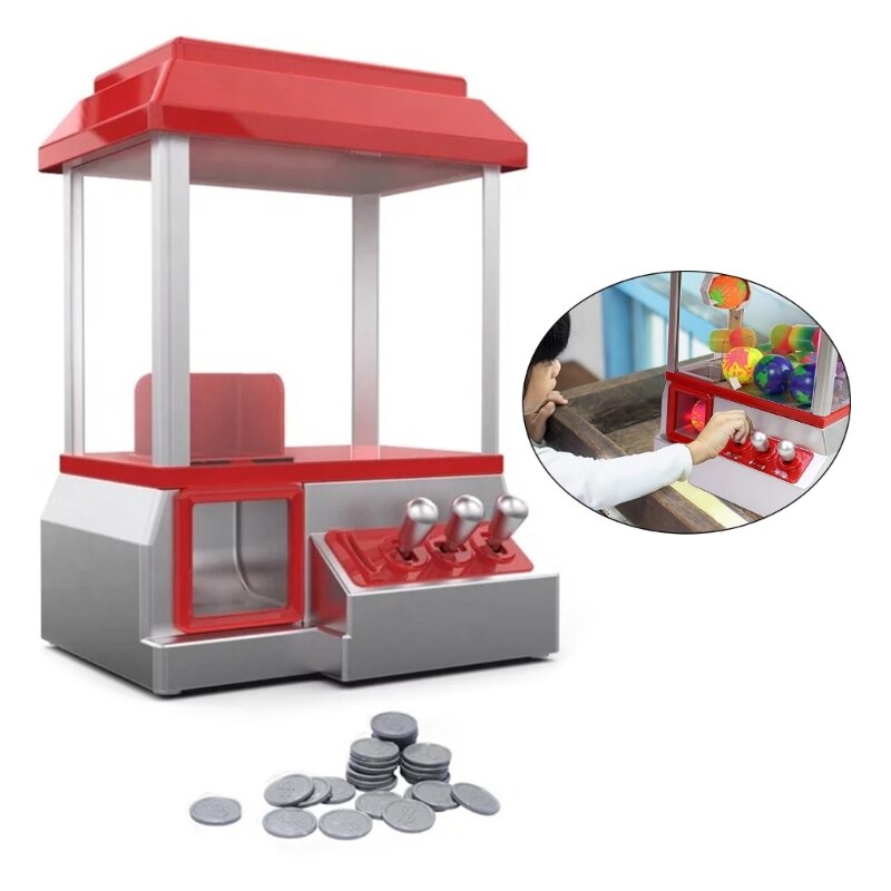 Máquina garra para crianças, máquina jogo fliperama com 24 recargas moedas, sons ajustáveis ​​e música, festa