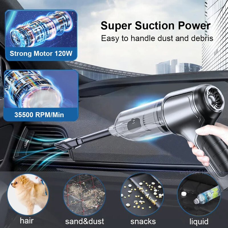 95000PA Car Vacuum Cleaner 1 Powerful Cleaning Machine Car Accessories Home Auto Robot Wireless Cleaner Appliance Strong Suction
