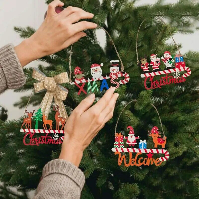 قصاصات خشبية لشجرة عيد الميلاد المعلقات ، زخرفة جوفاء ، قلادة العلامة ، الحلي ، الرنة ، هدية