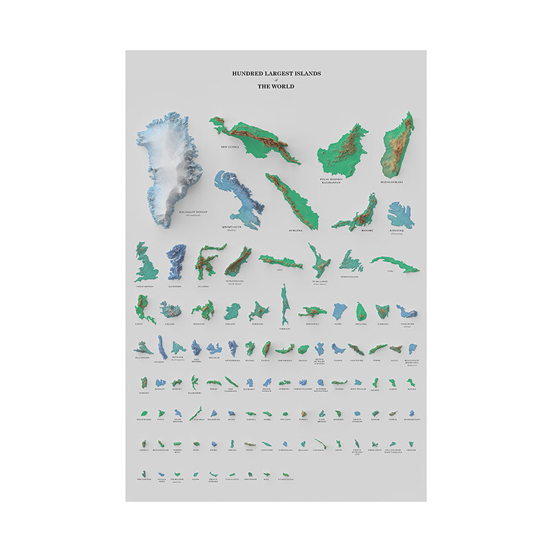 42*59cm el mapa del mundo de las cien islas más grandes, póster de tamaño pequeño, impresión artística de pared, lienzo, pintura, decoración del hogar para sala de estar