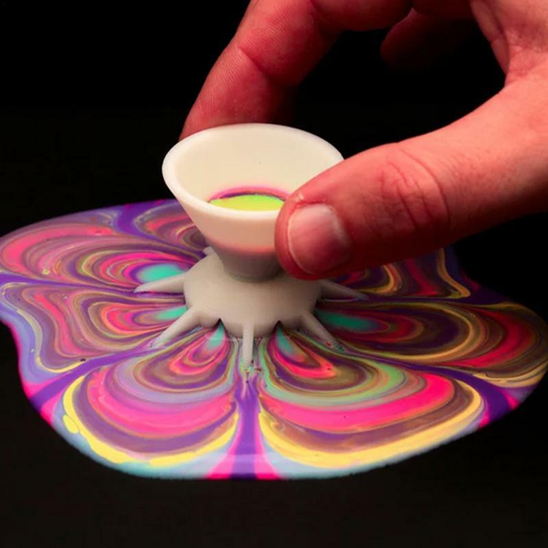 Силиконовая чашка для розлива, многоразовый стакан с 7 разделениями на ножках для рисования, заливки красок «сделай сам», товары для рисования с цветочным узором