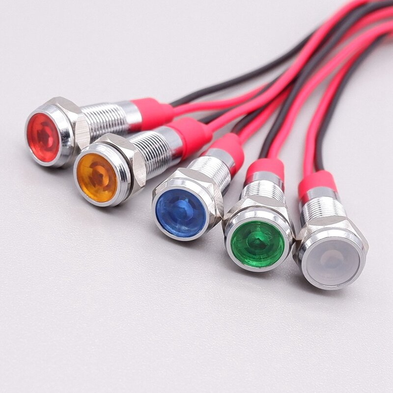 6mm indicador de energia de metal led luz de sinal mini luz indicadora 3v 6v 12v 24v 110v 220v vermelho laranja verde azul branco