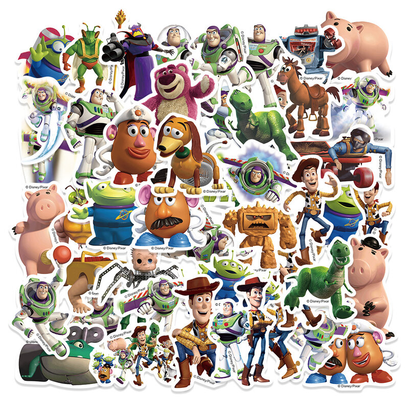 Disney Toy Story Adesivos para Crianças, Filme, Anime, Decalque, Skate, Guitarra, Laptop, Bonito, Kawaii, Pacote de Adesivos, Menina, Menino, Brinquedos, 50Pcs