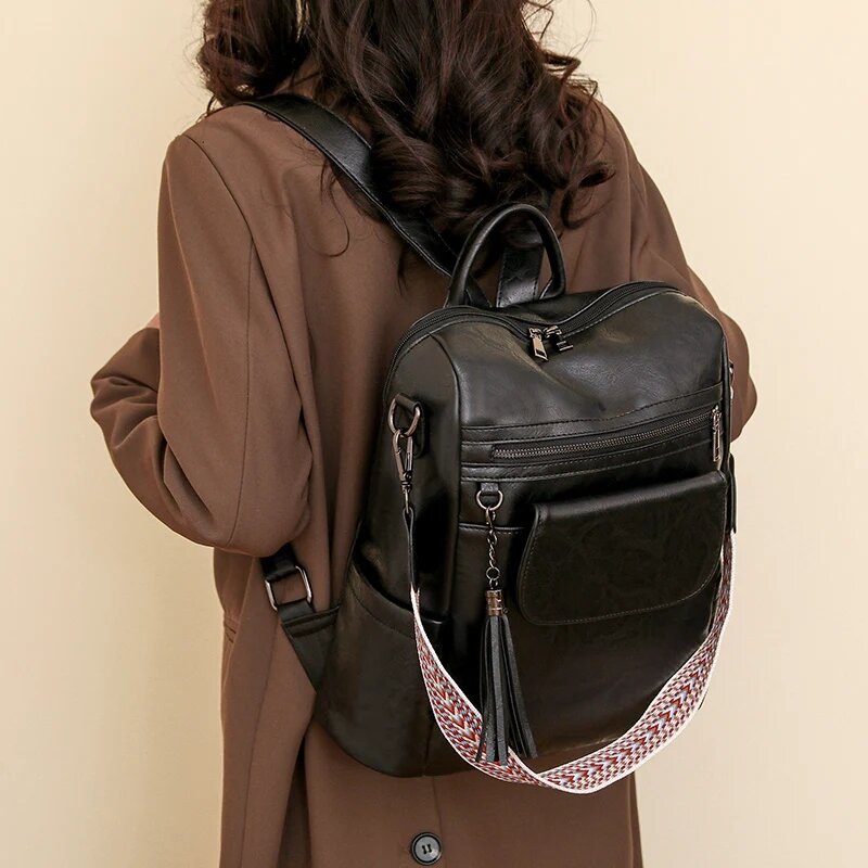 Mochila De cuero suave para mujer, bolso de hombro de diseñador, bolso de viaje para mujer, bolsos escolares grandes para niñas adolescentes