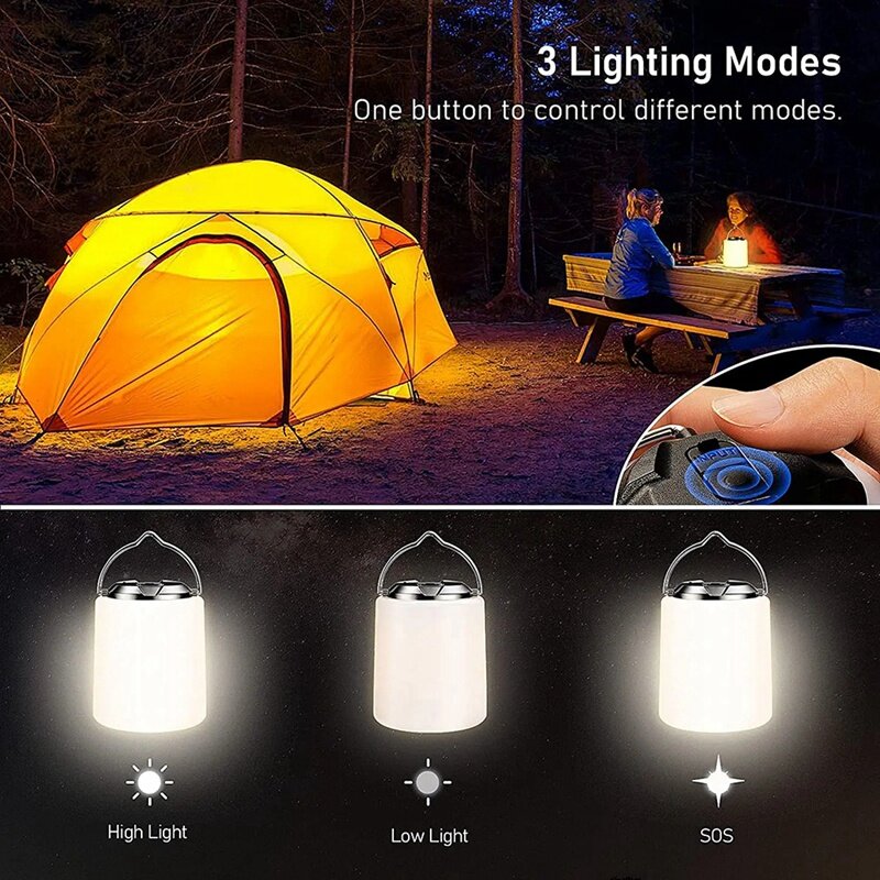 Luz recargable para acampar al aire libre, linterna blanca para acampar, senderismo, luz impermeable de emergencia, 1 pieza