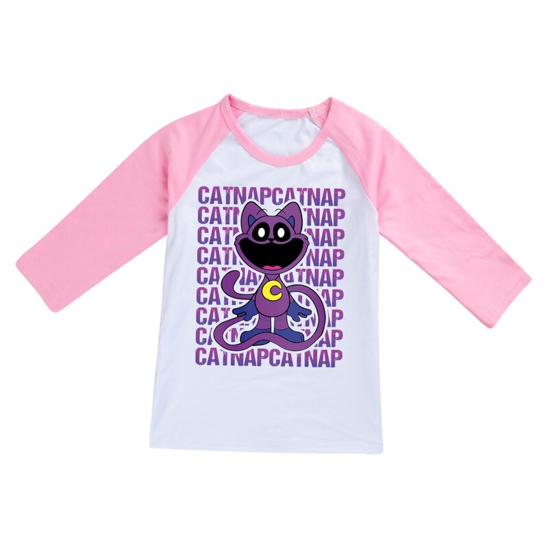 Camiseta de Critters Sonrientes para niños, camisetas informales para bebés, Tops de tres cuartos, ropa de moda para niños
