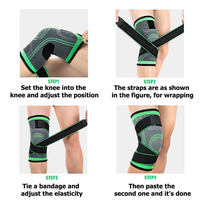 Bantalan penopang lutut nilon elastis, bantalan pelindung lutut olahraga, penopang lutut nilon elastis, keamanan, basket, Gym, bersepeda
