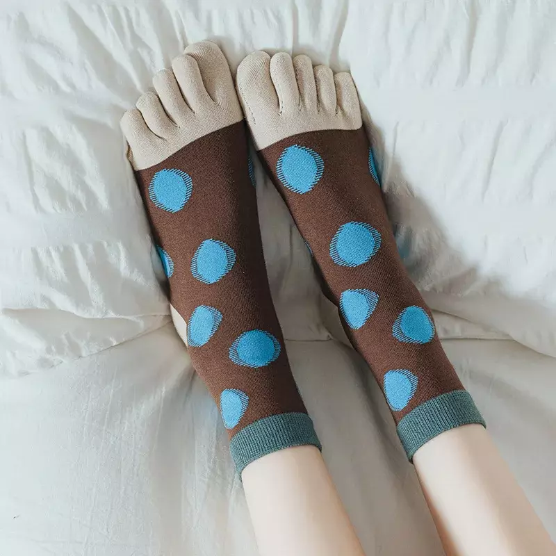 Носки с пятью пальцами, ретро, дворцовые, литературные, в стиле "Лолита", рельефные женские носки, осенние носки с трехмерными мультяшными пальцами