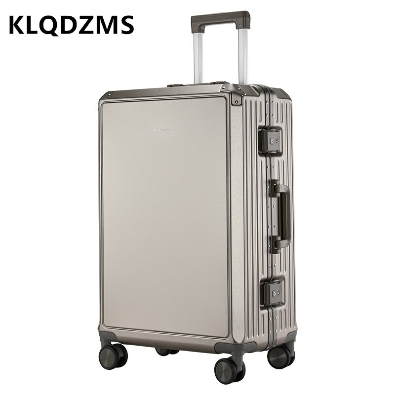 KLQDZMS-equipaje con marco de aluminio para hombre, Maleta rodante con contraseña para estudiantes, 20, 22, 24 y 26 pulgadas