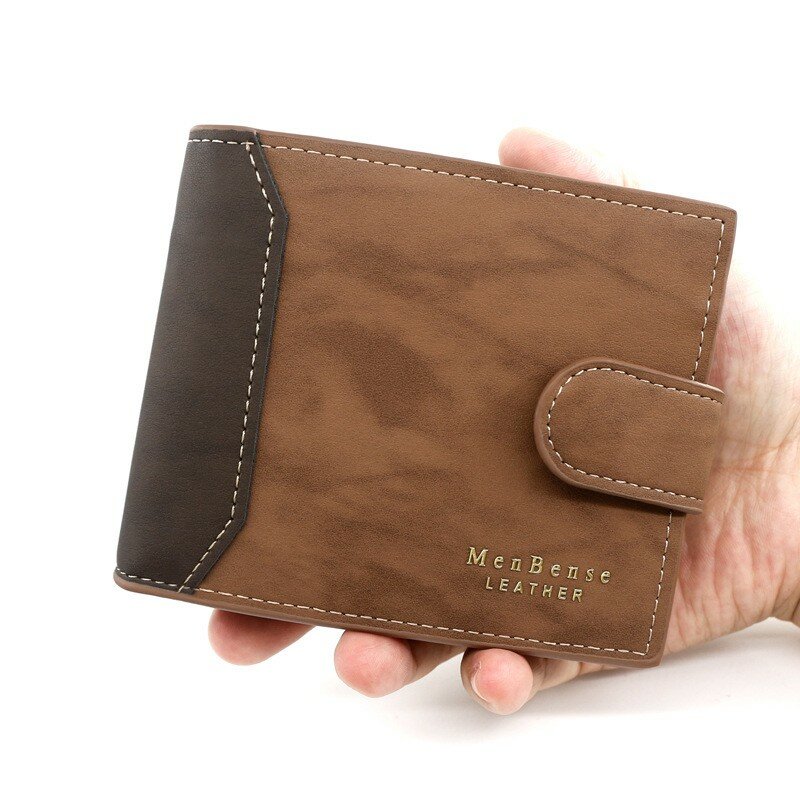 Брендовый мужской кошелек на застежке, складной клатч тройного сложения, сумка на молнии с кармашком для монет, винтажные бумажники для денег, мужской держатель