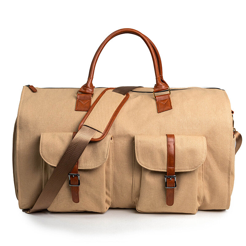 Tas penyimpanan setelan Vintage portabel 2 in 1, tas koper pakaian, tas bahu, tas garmen, tas perjalanan bisnis, tas koper pria