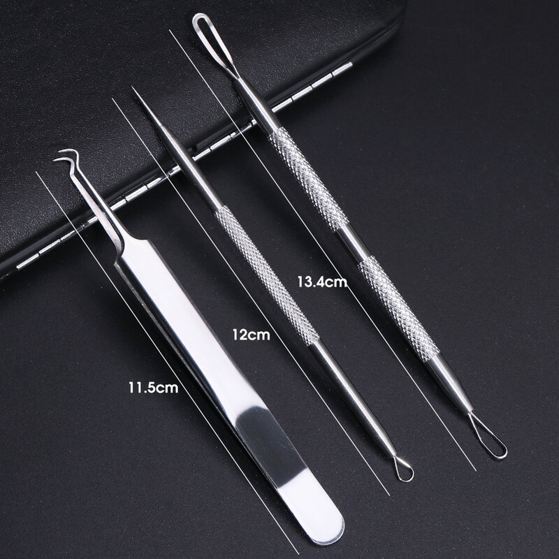 1 Set Acne Clipper Tweezer Pimple Blackhead Remover Needles Facial Skin Care Stainless Steel Cleaning Tool Beauty Kits LYMP01-04