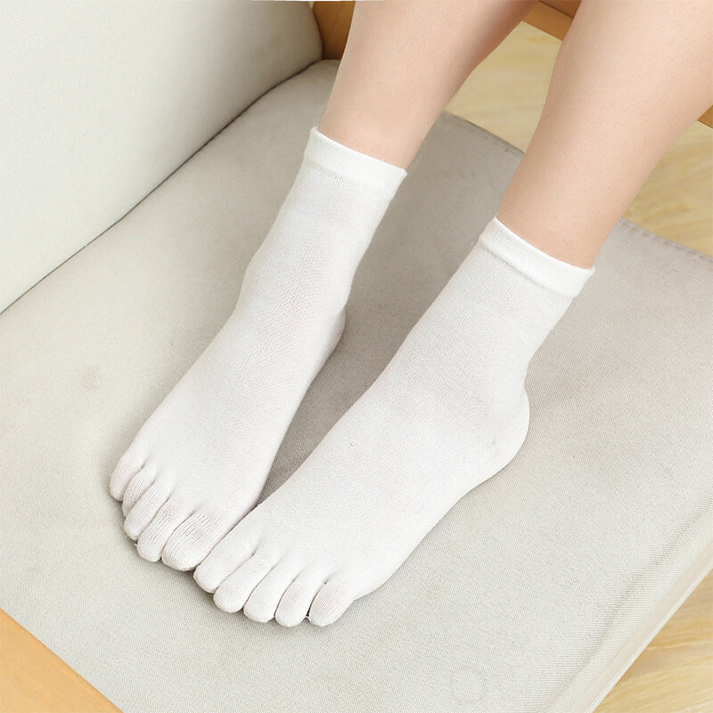 5Pairs Women's Frilly 5 Finger Socks Set Korean Style Tube Socks Female Ladies Cute Things Toe Cotton Socks