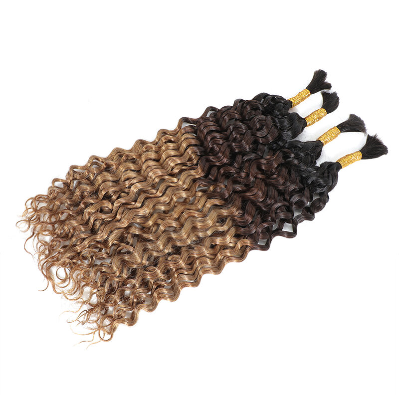 Linhua Bulk Braiding Human Hair For Crochet Boho Braids Omber T1B/4 /27 Water Wave Micro Knotless Bohemian Braids Double Drawn