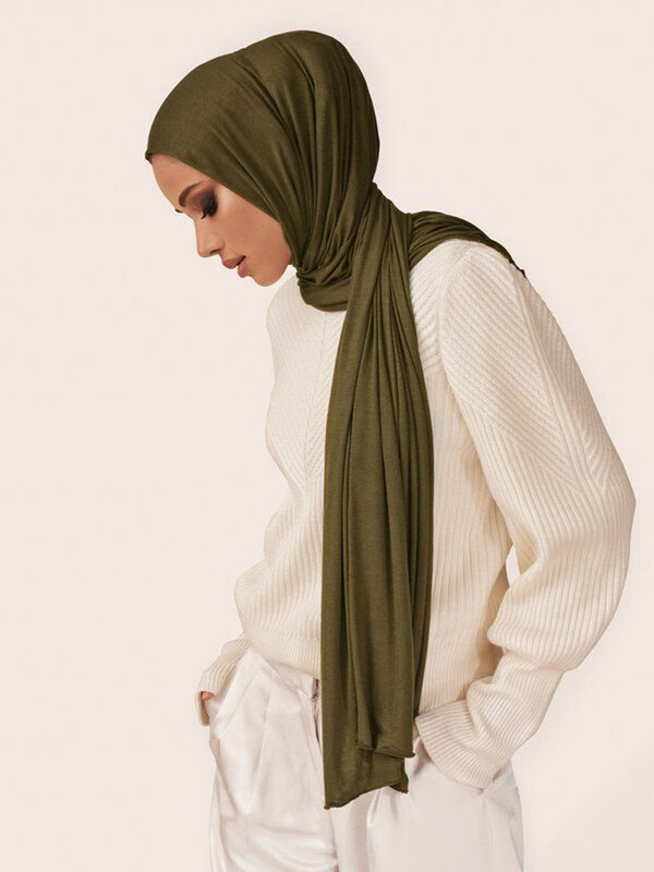 Новинка 2023, Модный хлопковый Стандартный шарф для мусульманских женщин, шаль, эластичный простой хиджаб, шарфы, головной платок для Африканской женщины