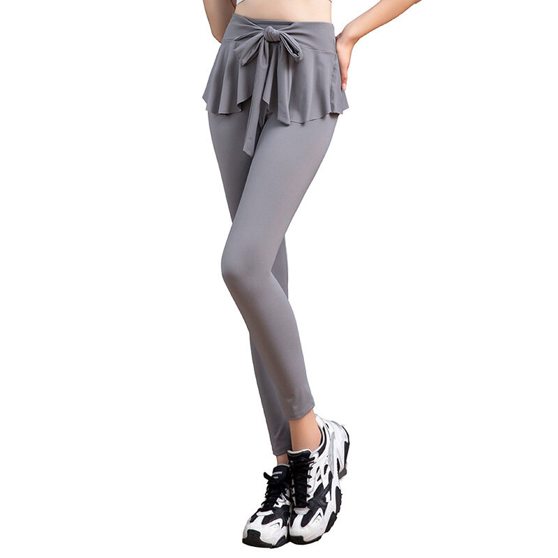 2022 Legging Olahraga Skorts Fashion Baru Celana Elastis Yoga dengan Rok Legging Fitness Legging Olahraga Lari Tigh Wanita