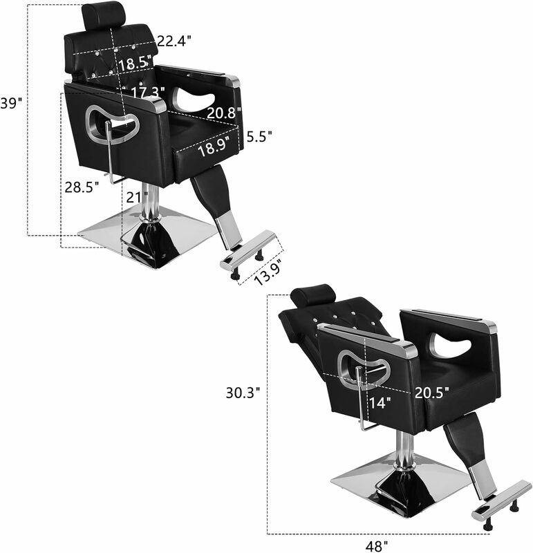 Heavy Duty Reclining Barber Chair, Styling Salon Chair with Headrest and Footrest, 360° Swivel, Height Adjustable, Fit Ha